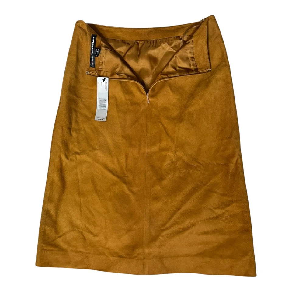 Saia Lápis Feminina Company Ellen Tracy Couro Marrom Forrado Zíper Petites 4 Nova - Imagem 2 de 4