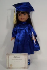 BLUE Graduation Cap Gown Diploma Doll Clothes For 14 Wellie Wisher Wishers (Debs
