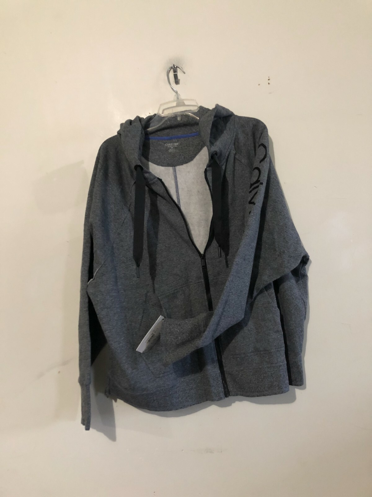 NWT Calvin Klein Plus Size 2X Performance Gray Zip Up Hood Cardigan Men Sweater image 7