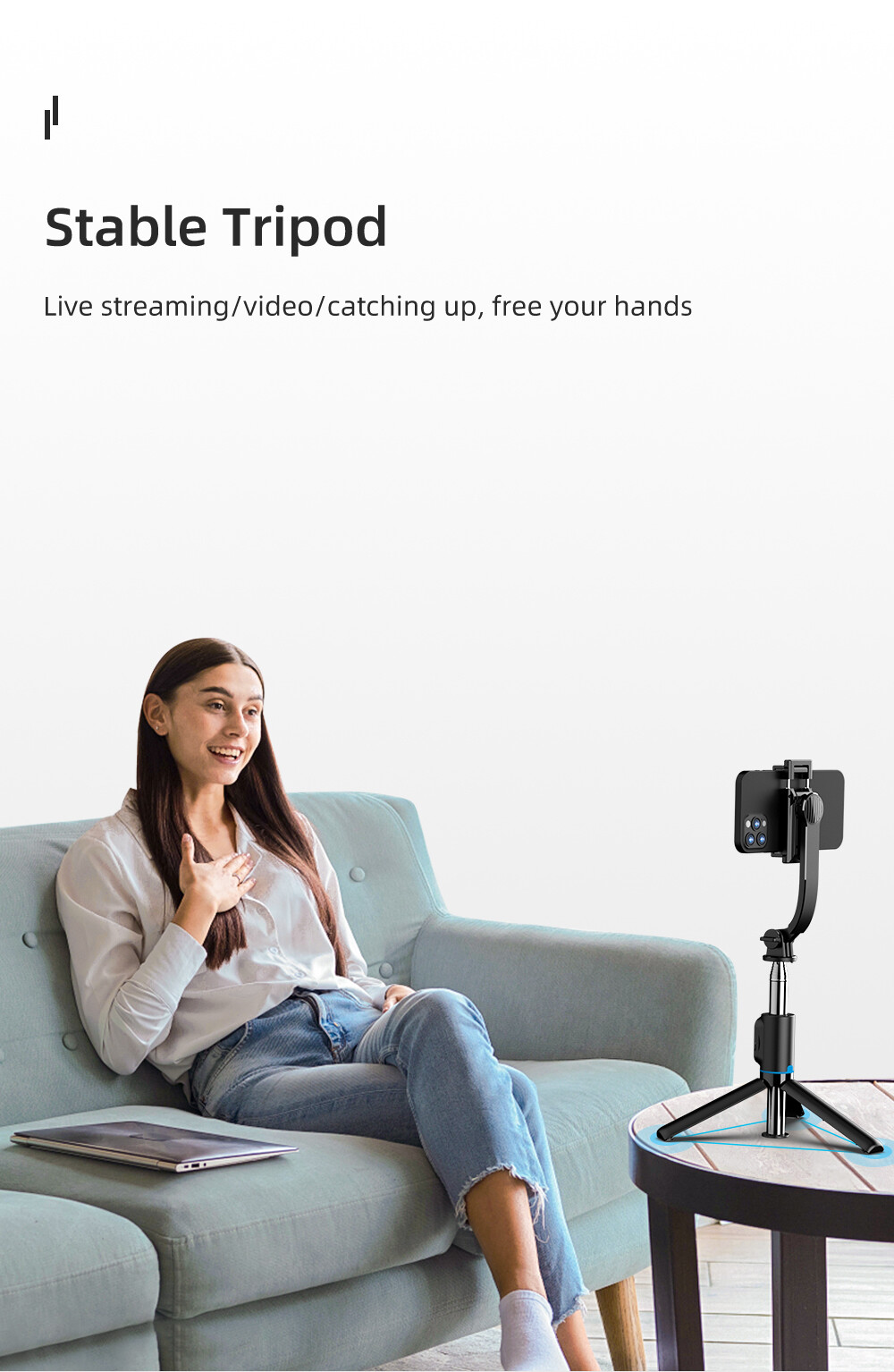 1060mm Portable Selfie Stick Tripod Phone Holder 40" Adjustable Stand Remote Set