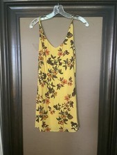 Urban Outffitter Yellow Floral Print Zoe Crepe Slip Dress size XS