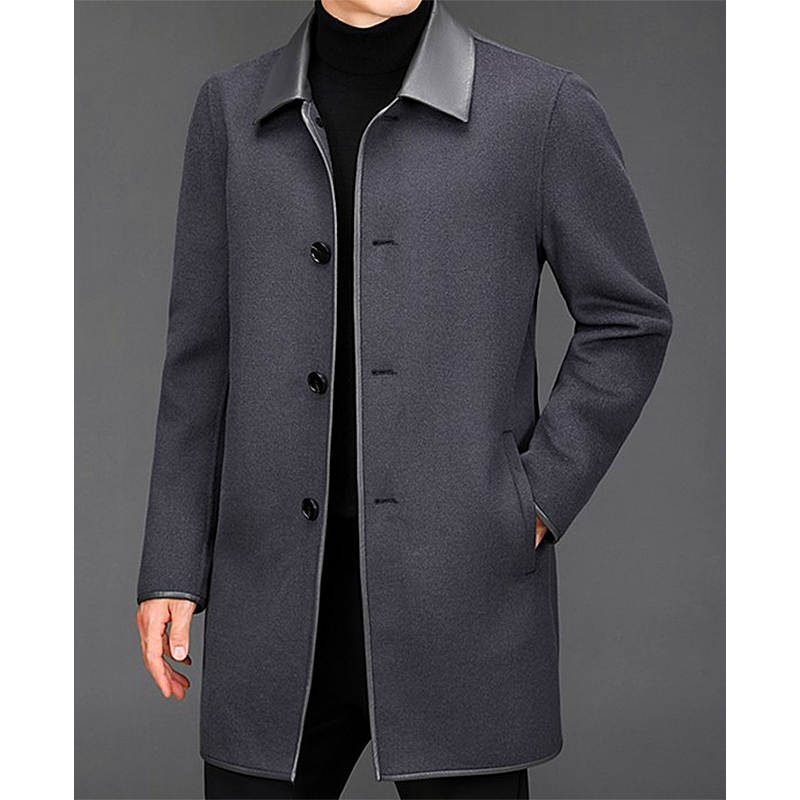 Men jacket double-sided cashmere coat men's mid-length lapel wool