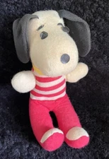 Vintage Dan Brechner Red White Snoopy Dog Plush Stuffed Animal Peanuts Collar