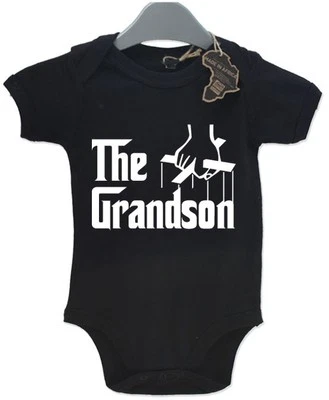 FUNKYTOTZ The Grandson Baby Grow BabyGrow Funny Birthday Gift Present Playsuit Newborn Boy