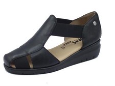 Melluso Walk K55399 Nero Mocassini per Donna in pelle con elastici e zeppa bassa