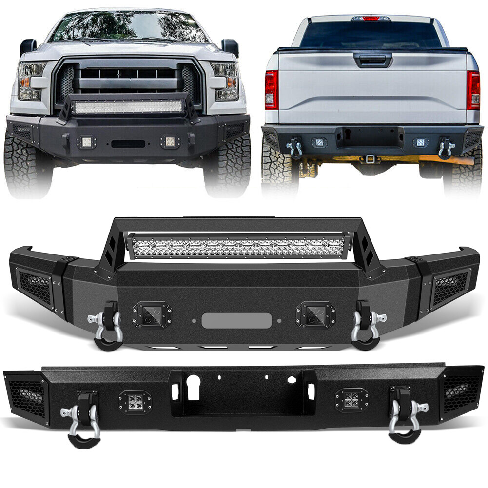 Offroad Front/Rear Bumper W/Winch Plate & LED Spotlights For 2015