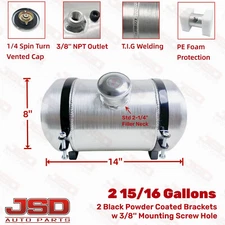 2.9 Gallon 8x14 Center Fill 3/8 NPT Aluminum Spun Gas Tank Fuel Tank For Hot Rod