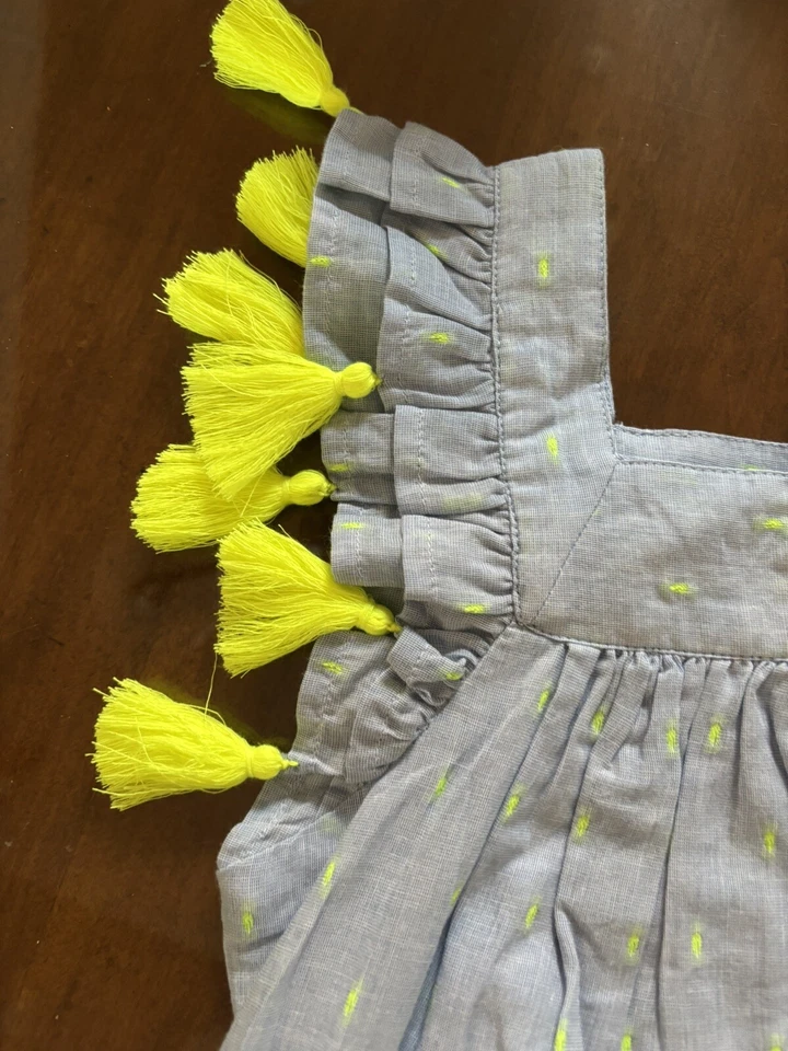 Girls Vineyard Vines /Blue with Yellow Tassels Sundress Size S (7-8) - Image 2 of 4