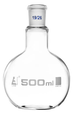 Eisco 500ml Boiling Flask, Flat Bottom with 19/46 Socket - Borosilicate Glass