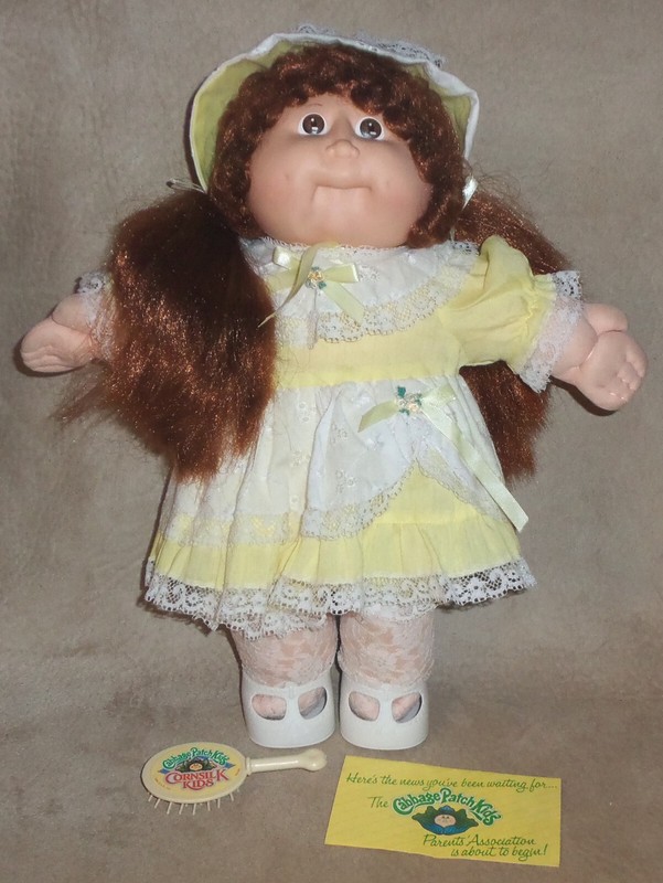 RARE 1978 1982 Cabbage Patch Kids Doll Cornsilk RED Hair Dimples, Brush, Outfit