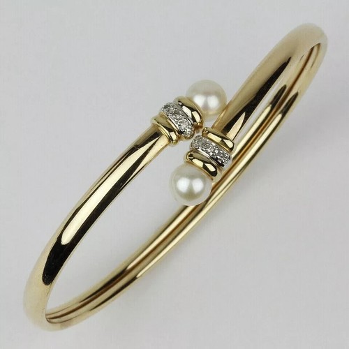 1Ct Round Cut Lab-Created Diamond Women Bangle Bracelet 14KYellow Gold Plated 7" - Picture 3 of 6