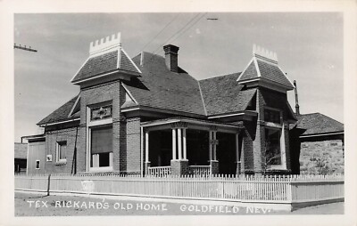 RPPC Goldfield NV Nevada Gold Mining Town Tex Rickard Home Photo Postcard F40