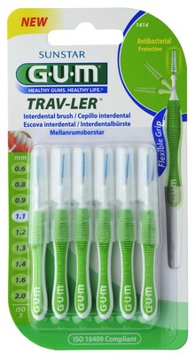 GUM TRAV-LER  Interdentalbürste 1,1mm hellgrün - 6 St. Zahnzwischenraumbürste