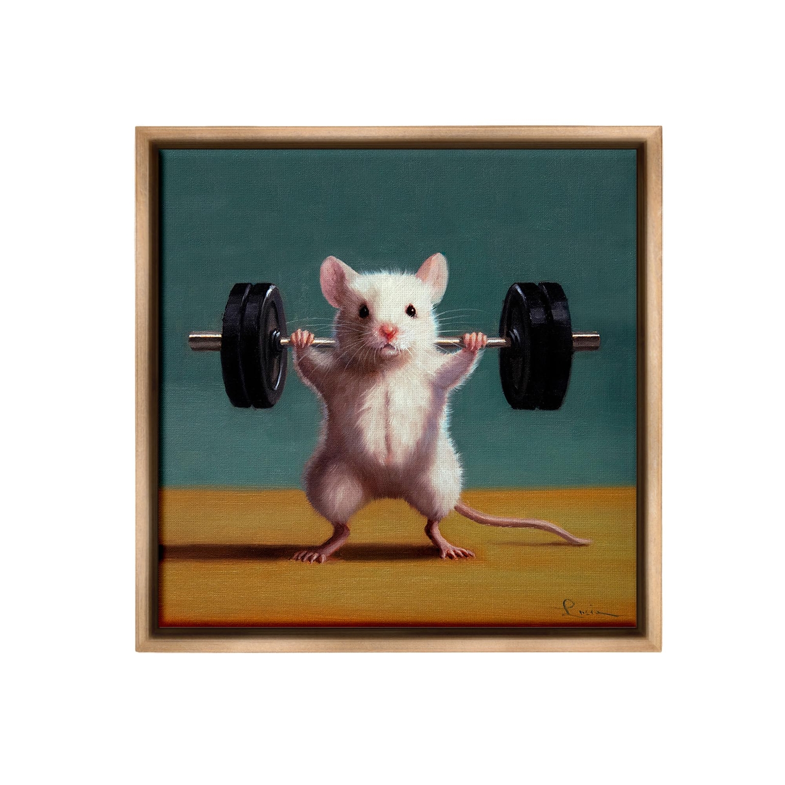 Weight Lifting Framed Floater Canvas Wall Art by Lucia Heffernan