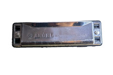 Vintage 1955 Angel Harmonica 10 Key Chrome And Black No Box