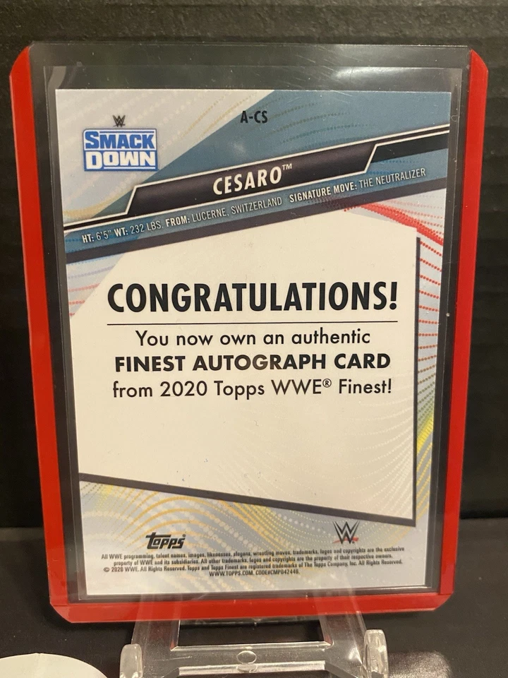2020 Topps Finest WWE Finest Auto Green Refractor /99 Cesaro #A-CS Auto - Image 4 of 4
