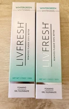 100% Authentic  2 Count LivFresh Gel Toothpaste Foaming Wintergreen NIB USA