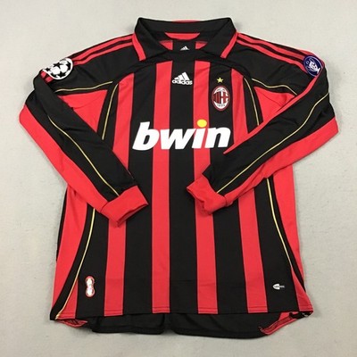 AC Milan Soccer Jersey Men Large Red Black Adidas Ricardo Kaka 22 Long Sleeve