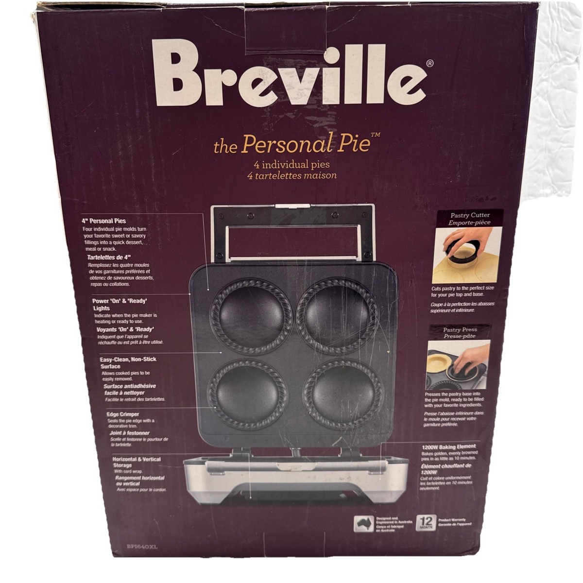 【レア】Breville Personal Pie Maker シルバー Breville BPI640XL 1200W Personal Pie Maker -Stainless Steel