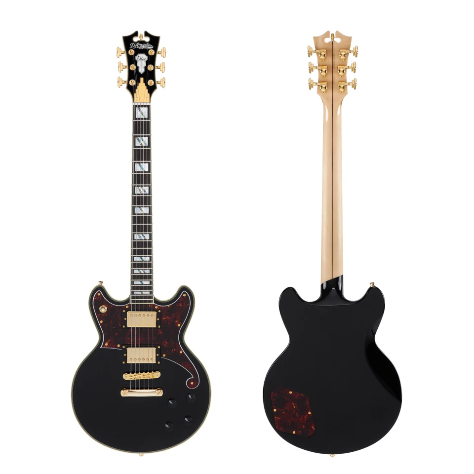 Guitarra Eléctrica D'Angelico Deluxe Brighton Doble Corte Negra Cuerpo Sólido Con Estuche Foto 4 de 4