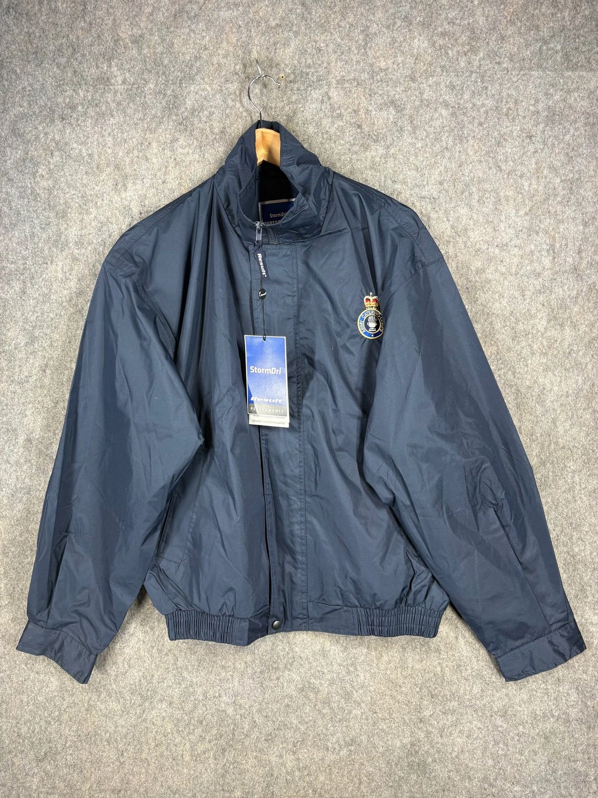 Result Jacket Mens M Navy Storm Dri Waterproof R126 Performance Royal Navy Logo