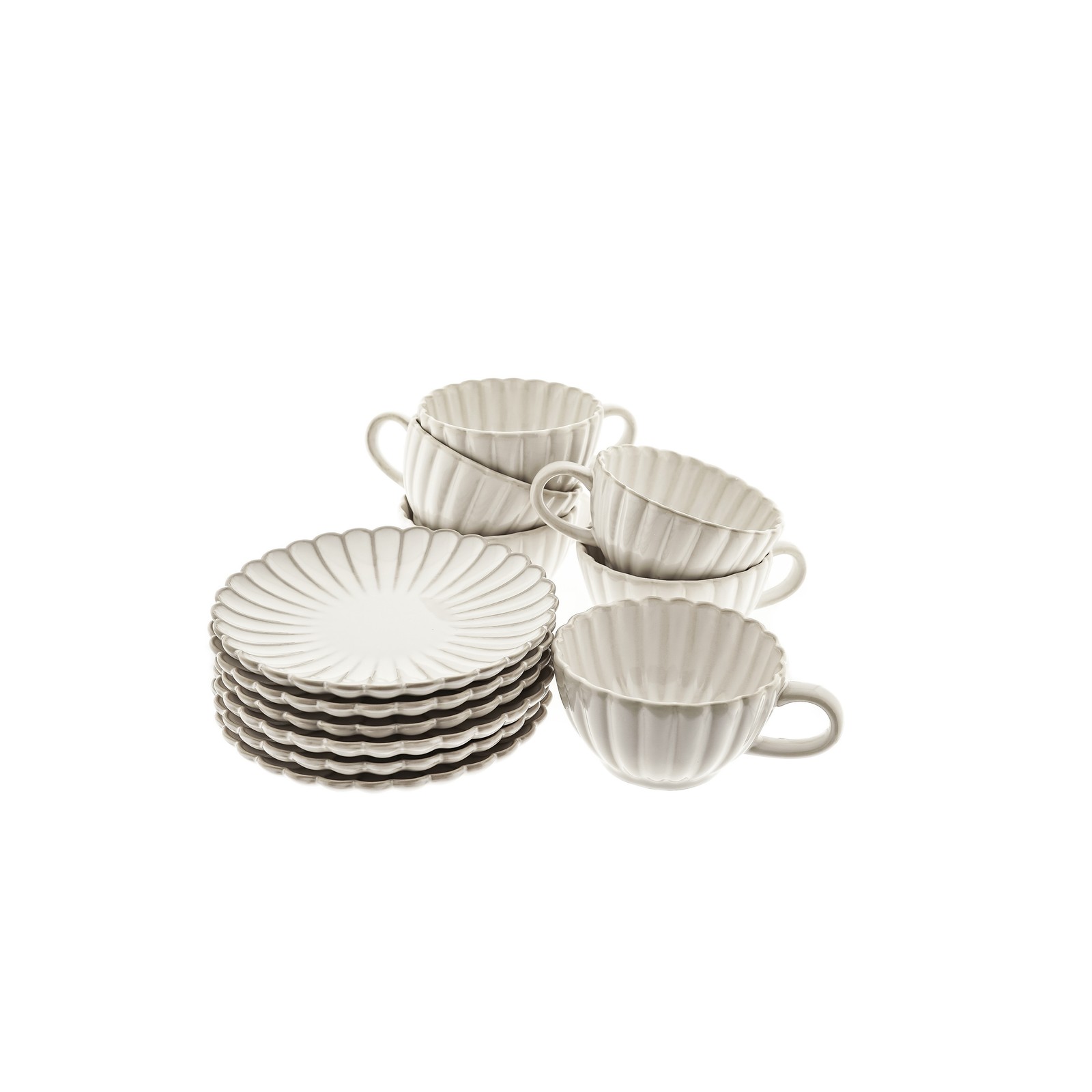 Bloomy Kaffeetassen-Set mit Untertellern 220 ml aus Porzellan - 12-tlg 14790₽
