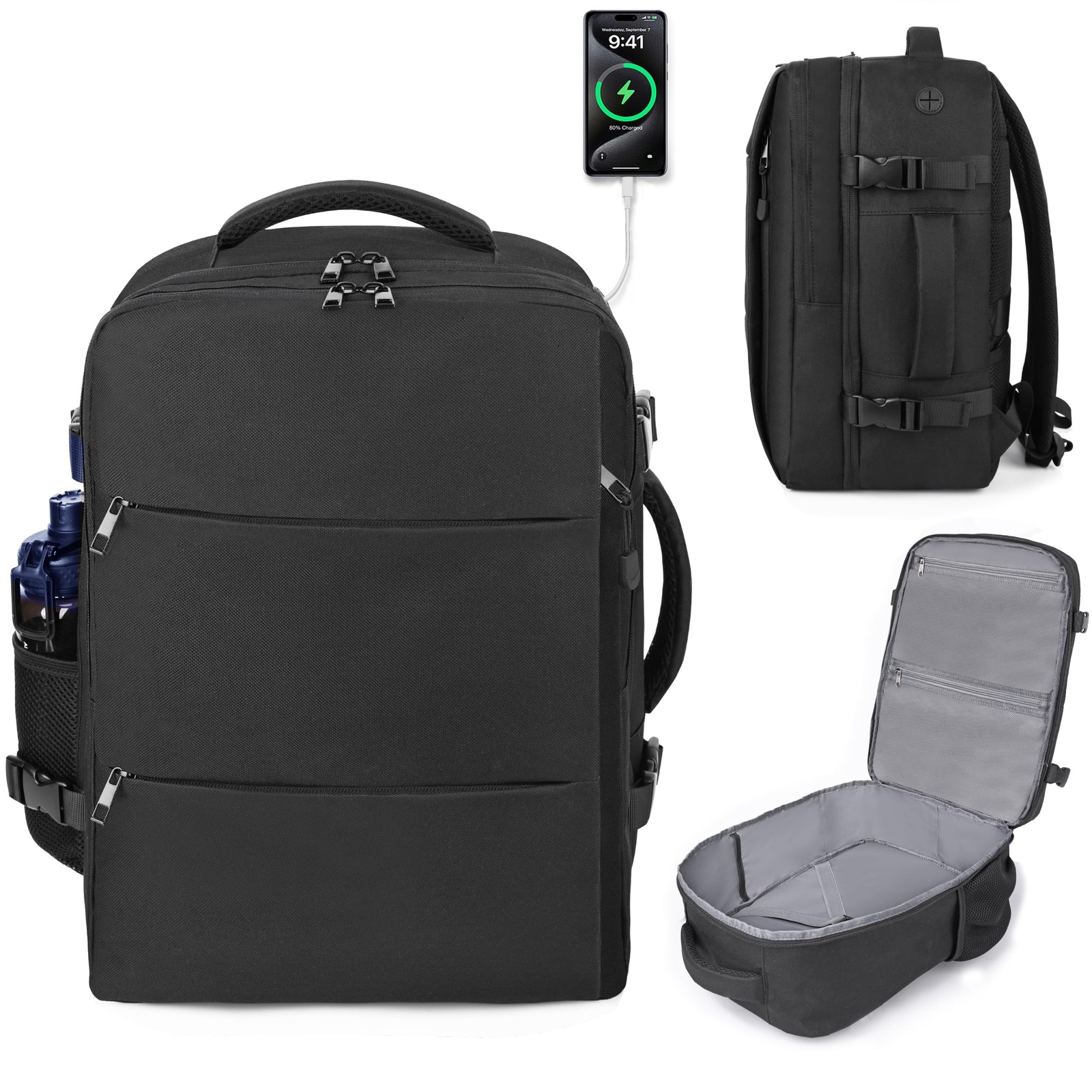 DEYACE Travel Backpack for Men Women, Carry-on / Personal Item Size, Black . Available Now for $36.99