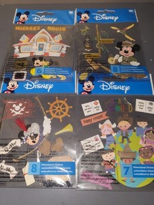 New, Lot of 4, Disney Scrapbook Sticker Sets: Disneyland Theme Park Dimensional