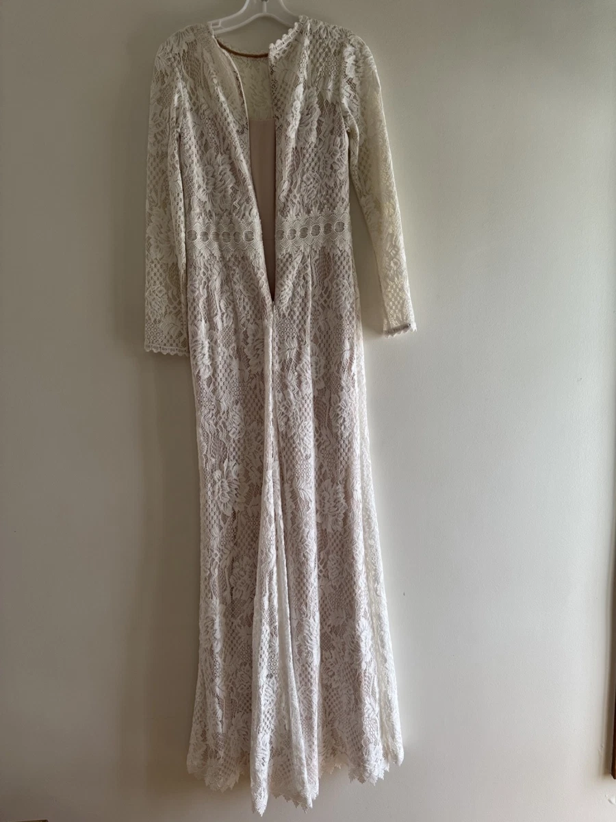 ebay long white dress off shoulder white dress maxi Vctor White Off-Shoulder Lace Panel Maxi  Dress, S / White