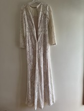 Tadashi Shoji Ivory White Lace Long Sleeve Maxi Gown Dress Size 6