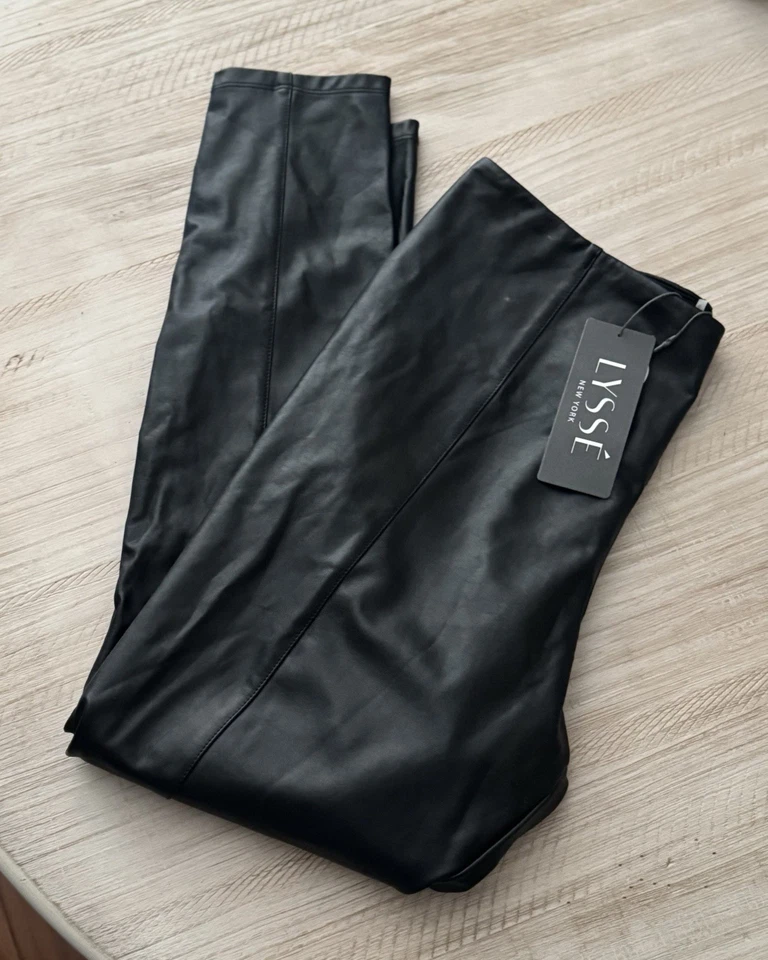Leggings Lysse Cintura Alta Cuero Vegano Negros Curvilíneos 1X Para Mujer Elásticos Pull-On Foto 2 de 4