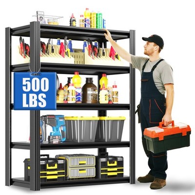 63'' H Heavy Duty Garage Shelving 3000LBS Storage Shelves Adjustable 5 Tier Me...