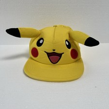 Pokemon Pikachu 3D Face Hat With Ears Baseball Cap Yellow Nintendo Game Freak