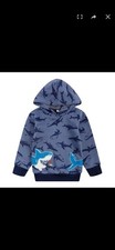Popshion - Toddler Boys Hooded Sweatshirt - Size 7 - Blue Shark Print This...