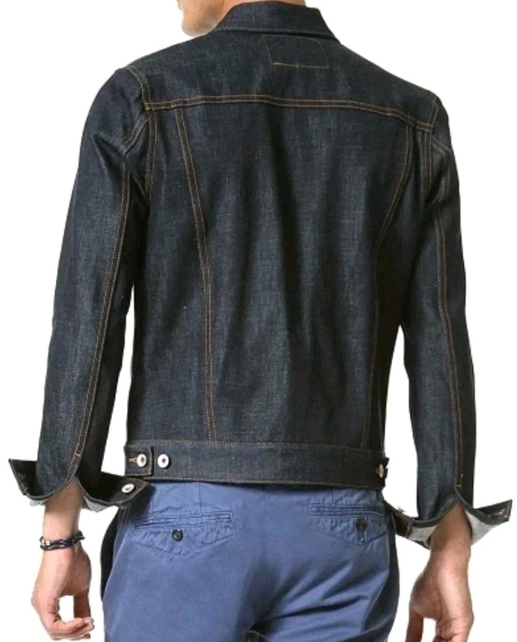 JACK SPADE STENSON RAW RIGID INDIGO BLUE SELVEDGE DENIM JACKET MADE IN USA $450+ - Image 2 of 4
