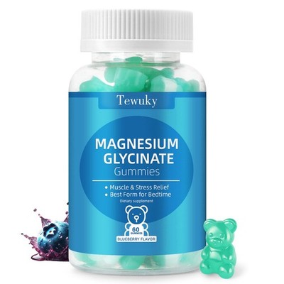 Magnesium Glycinate Gummies 500mg, Sugar-Free for Adults 60 Count (Pack of 1) 