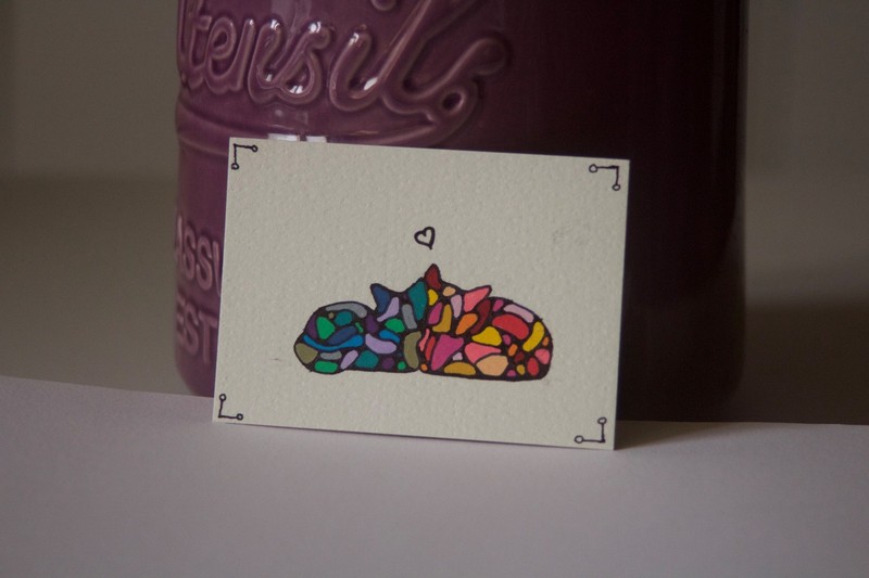 "Chromasnuggle”, ACEO Original Art Painting by Austyn Q., 2.5x3.5 Inches