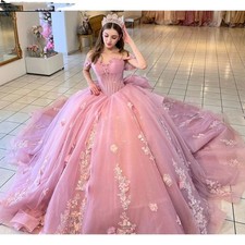 Custom Pink Ball Gown 15 Years Quinceanera Dress Girls Evening Dresses Vestidos