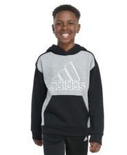 Adidas Youth Boy's Long Sleeve Graphic Logo Pullover Hoodie Black Size Large