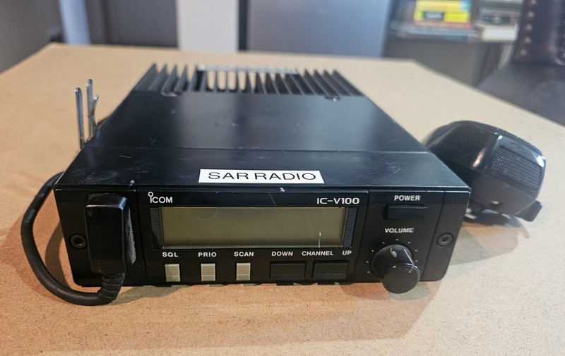 Icom IC-V100 VHF radio with Icom H-35 mic.  