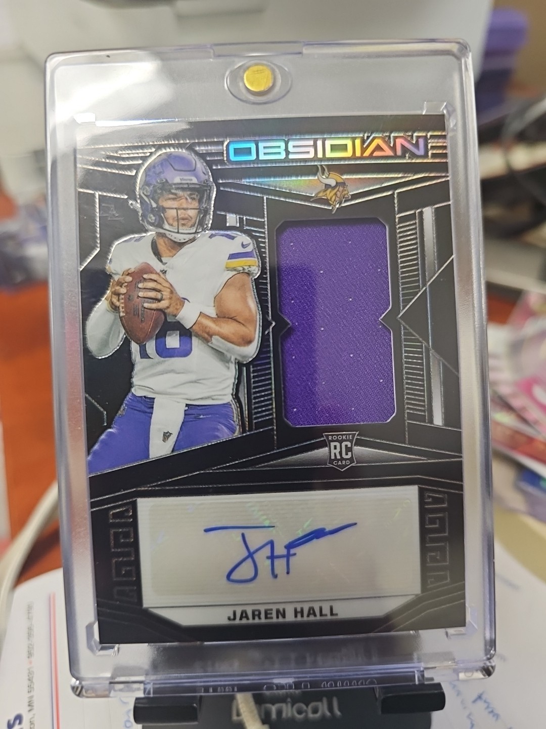 2023 Panini Obsidian - Rookie Jersey Autographs Jaren Hall  /199 (AU, MEM, RC)