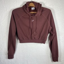 Gymshark Training Cropped Hoodie Woman  s M Cherry Brown Activewear Sweatshirt