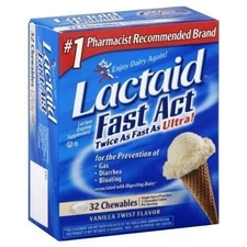 Lactaid Fast Act Lactose Enzyme Supplement Chewables Vanilla Twist Flavor 32ct