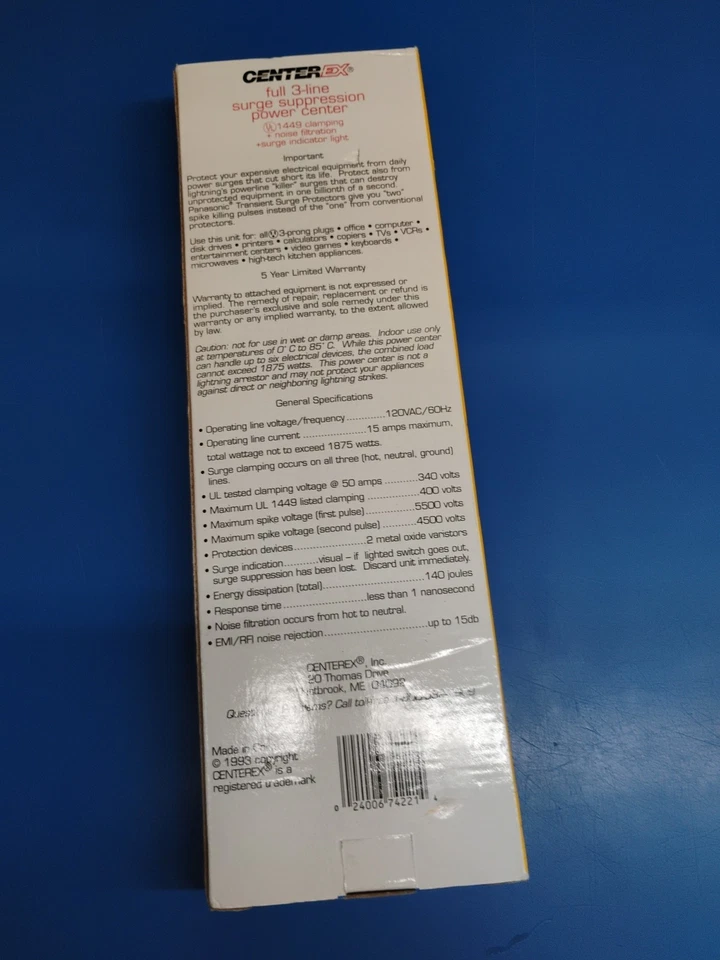 CenterEX 7-Outlet Surge Protector Power Strip 74221 - Image 4 of 4