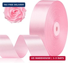 1-1/2 Inch 100 Yards Pink Satin Ribbon, Solid Fabric Ribbon Roll for Flower Bouq