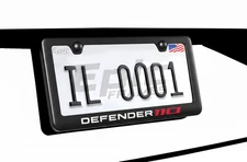 Reflective Defender 110 License Plate Frame Black Metal W/ Screws & Caps