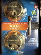 New Schlage Deadbolt 2 Sided Keyed Bright Brass B362N V 505 605 NIB Door Lock