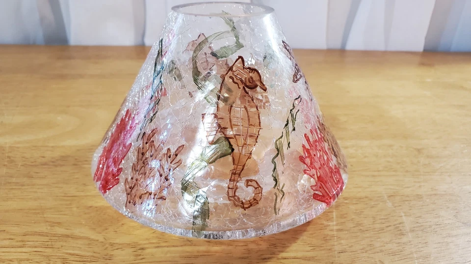 Yankee Candle Jar Shade Topper - Vidrio Crackleado Bajo el Agua Océano Sea Horse Foto 2 de 4