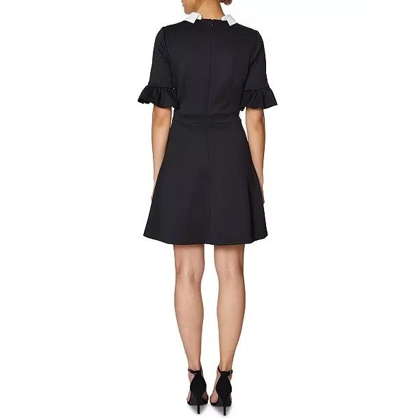 Vestido De Colección Betsy Johnson Negro Blanco Cuello Leopardo Escuela Católica Para Mujer Talla 2 Foto 2 de 4