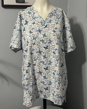 Fashion Seal Uniforms Medium Medical Scrubs V Neck Top - Butterfly Print TLC
